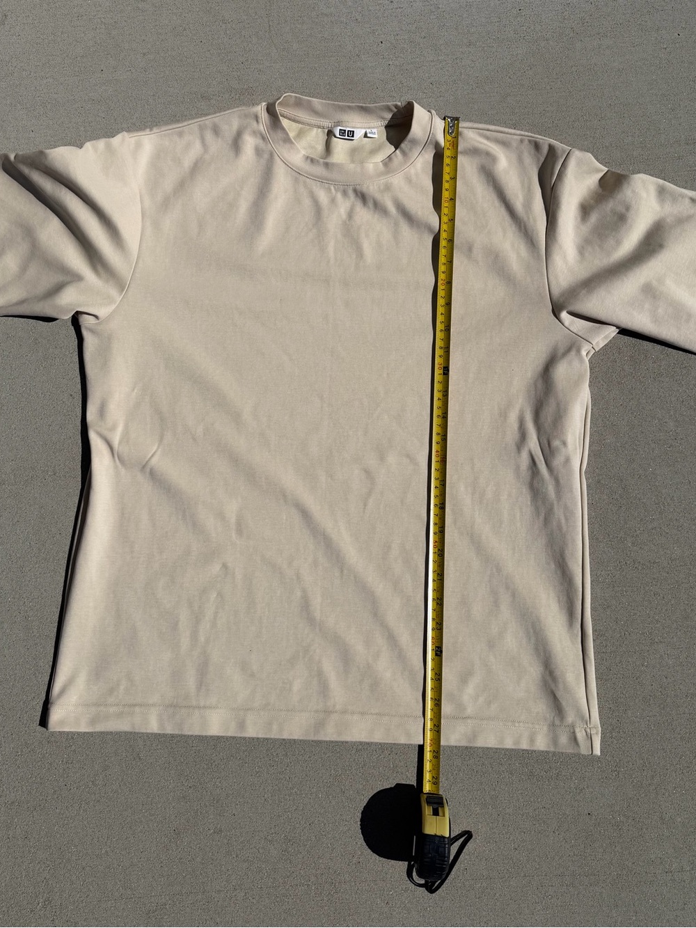 Uniqlo U AIRism Cotton Oversized T-Shirt Large Beige Natural Crew Neck 475355 - Picture 7 of 7